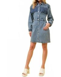 Blue B - Studded Fringe Western Denim Dress - Lyst