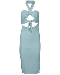 Endless Blu. - Tie Front Detail Rib Bodycon Dress - Lyst