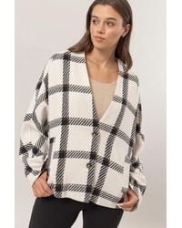 TRUEDAMES - Plaid Long Sleeve Jacket With Side Slit Pockets - Lyst