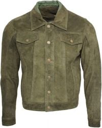 Infinity Leather - Trucker Classic Suede Leather Shirt Jeans Jacket - Lyst