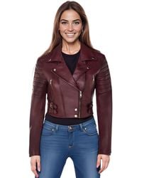 Infinity Leather - Apple Cropped Brando Leather Biker Jacket-Bellville - Lyst