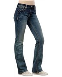 Grace In La - Mid Rise Simple Stitches Jean - Lyst