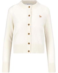 Maison Kitsuné - Cropped Long-Sleeved Cardigan Sweater - Lyst