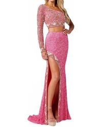 Rachel Allan - Appealing Textured Sequins 2-Piece Set Gown - Lyst