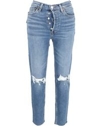 RE/DONE - Re/Done Ripped Buttoned Slim-Fit Jeans - Lyst