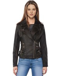 Infinity Leather - Leather Tan Brando Biker Jacket-Constantia - Lyst