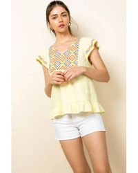 Thml - Embroidered Flutter Sleeve Top - Lyst