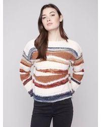 Charlie b - Patchwork Knit Long Sleeve Sweater - Lyst