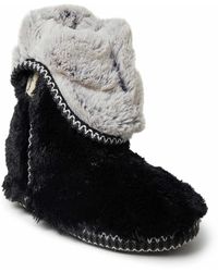 Dearfoams - Beth Faux Fur Fold Down Fuzzy Bootie House Slipper Boot - Lyst