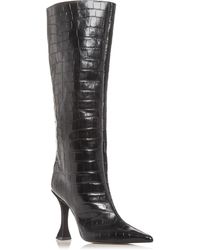 Aqua - Leather Pointed Toe Knee-high Boots - Lyst