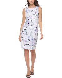 Calvin Klein - Floral Print Knee Length Sheath Dress - Lyst