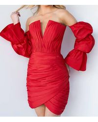 Jovani - Ruched Off The Shoulder Homecoming Dress - Lyst