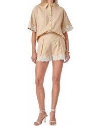 English Factory - Midnight Lace Linen Shirt And Shorts Set - Lyst