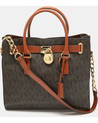 MICHAEL Michael Kors - Signature Coated Canvas Large North South Hamilton Tote - Lyst