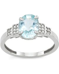 Designs by Gioelli - 10K Aquamarine And .1 Cttw Diamond Ring - Lyst