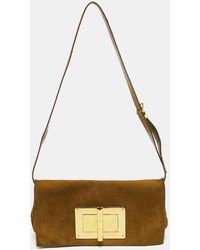 Tom Ford - Olive Suede Natalia Convertible Clutch - Lyst