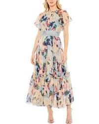 Mac Duggal - High Neck Flutter Sleeve Ruffle Hem Dress - Lyst