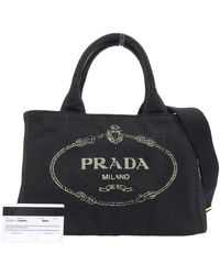 Prada - Canapa Canvas Tote Bag (pre-owned) - Lyst