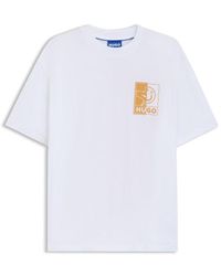 HUGO - Cotton Jersey T-Shirt With Mixed-Print Monogram Graphics - Lyst