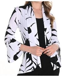 FRANK LYMAN - Throw Over Leaf Print Open Front Kimono Jacket - Lyst