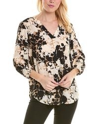 Jones New York - Printed Pleat Front Top - Lyst