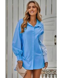 TRUEDAMES - Color Block Button Down Cuffed Sleeves Blouse - Lyst