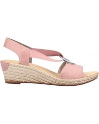 Rieker - Fanni H6 Faux Leather Wedge Sandal - Lyst