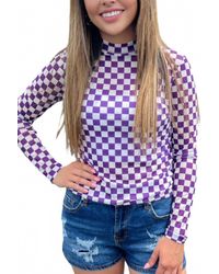 Sterling Kreek - Checkered Long Sleeve Top - Lyst