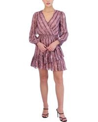 Laundry by Shelli Segal - Ruffled Above Knee Wrap Dress - Lyst