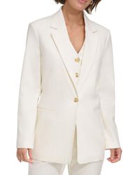DKNY - Solid Linen One-Button Blazer - Lyst