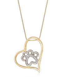 Ross-Simons - Diamond Paw Print And Heart Pendant Necklace - Lyst