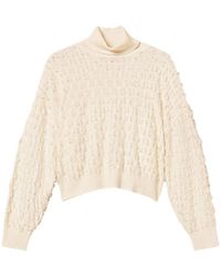 Twinset - Textured Knit Sweater With High Neckline And Oversized Sleeves - Lyst