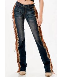 Grace In La - Tassel Trim Sides Mid-Rise Boot Cut Jean - Lyst