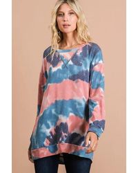 TRUEDAMES - Tie Dye French Terry Pull Over With Front Stitching Detail - Lyst