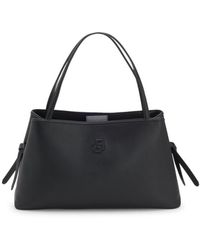 BOSS - Grained Faux-Leather Tote Bag With Double B Monogram - Lyst
