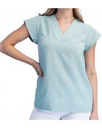 Gigio - Trapunto Stitched V Neck Blouse - Lyst