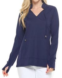 Aryeh - Split V-Neck With High Stand Collar Pullover Top - Lyst