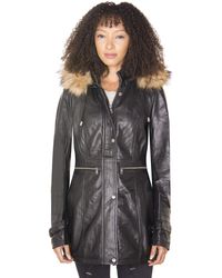 Infinity Leather - Leather Hooded Parka Jacket-Putian - Lyst