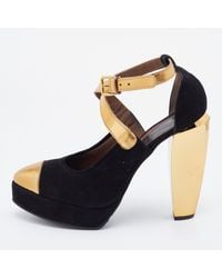 Marni - Suede And Leather Platforms Ankle Strap Pumps - Lyst