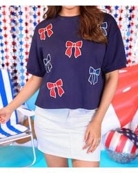 Jess Lea - Crop Top With Side Splits And Fabric Bows - Lyst