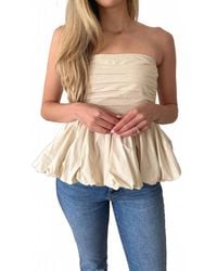 SOFIA The Label - Elsie Cream Peplum Sleeveless Top - Lyst