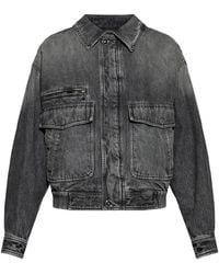 Versace - Blouson Denim Cropped Washed Jacket - Lyst