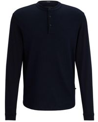 BOSS - Stretch-cotton Polo Shirt With Henley Neckline - Lyst