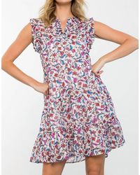 Thml - Ruffle Sleeve Flower Print Dress - Lyst