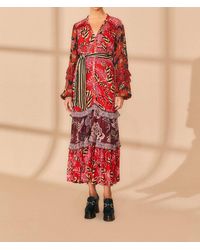 FARM Rio - Mixed Floral Prints Long Sleeve Maxi Dress - Lyst