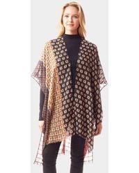 TRUEDAMES - Colorful Geometric Printed Ruana Poncho - Lyst