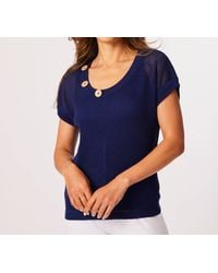 French Kyss - Crochet Scoop Short Sleeve Top - Lyst