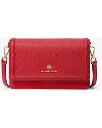 Michael Kors - Jet Set Leather And Signature Logo Convertible Crossbody Bag - Lyst