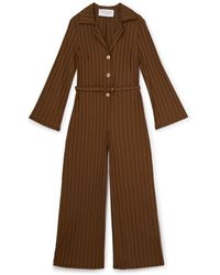 Viktor & Rolf - Ribbed Jumpsuit With Notched Collar And Belted Waist - Lyst