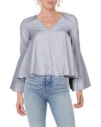Aqua - Striped V-neck Blouse - Lyst
